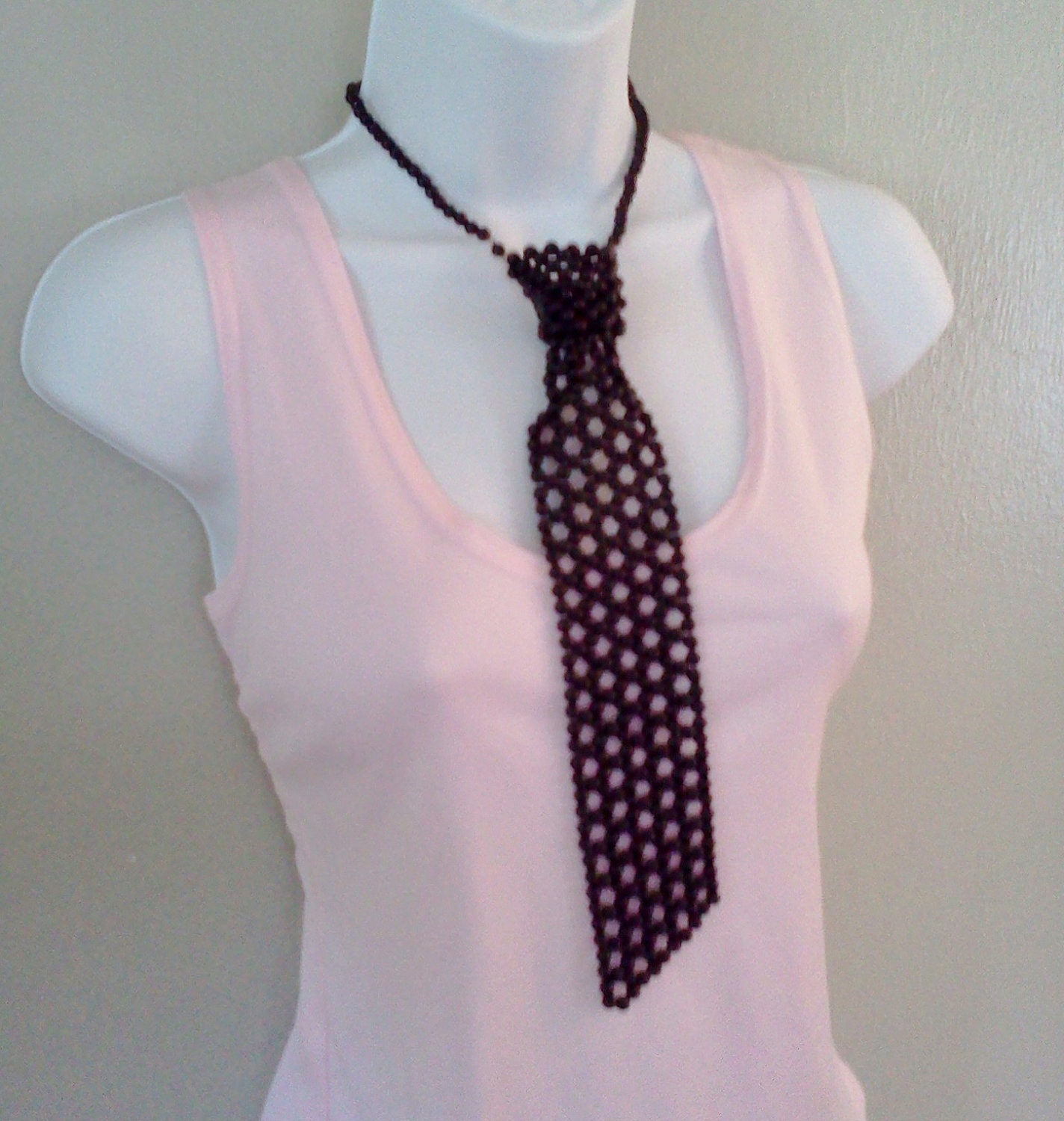 Beaded Necktie Necklace Japan Hipster Mod Necklace