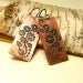 Etched Copper  - rustic earrings, flowers ornament, metalwork