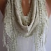 Light Green Shawl and Scarf Headband - Cowl with Lace EdgeSummer Trends