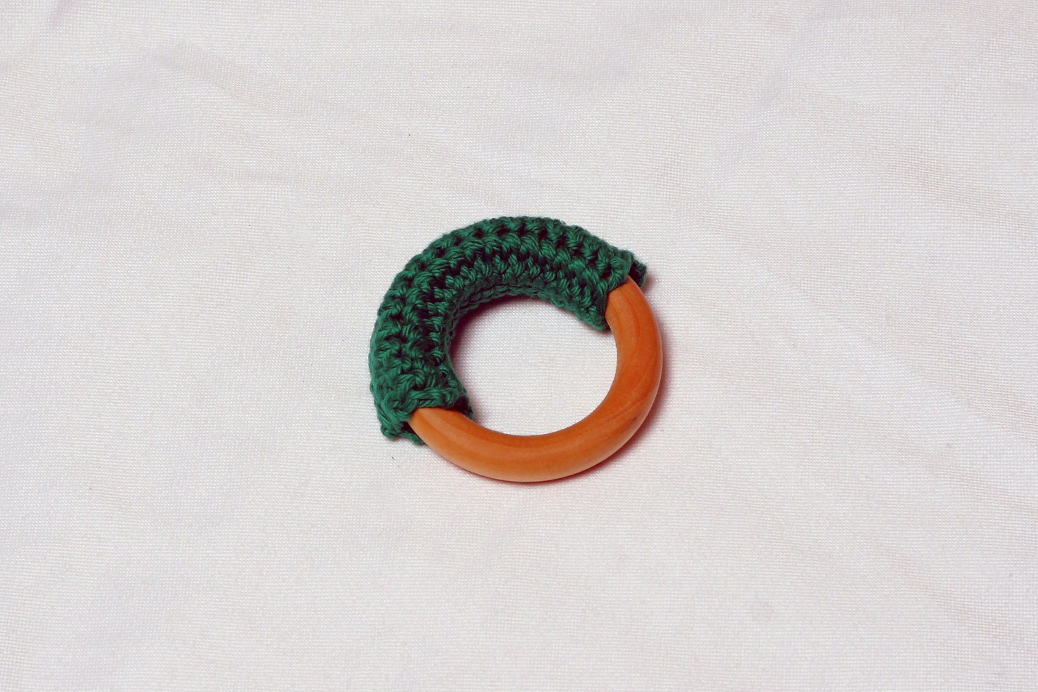 Waldorf inspired crochet teething ring - green
