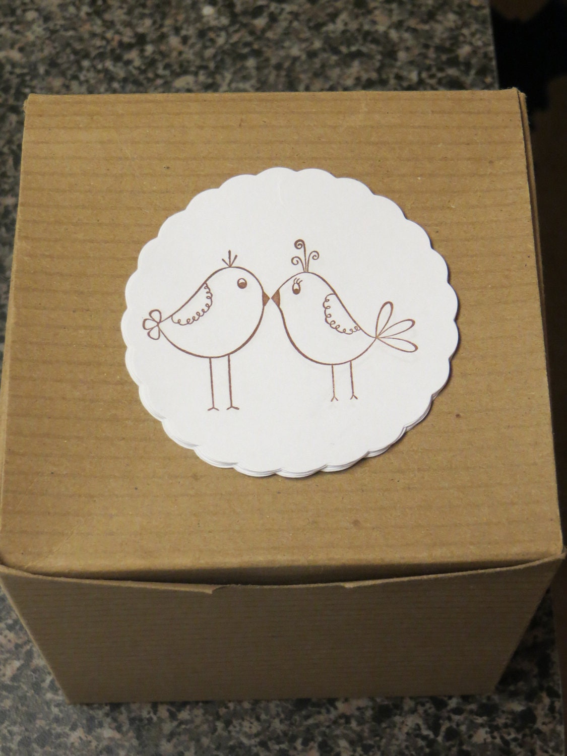 SALE - (12 count) Kissing Birds Favor Box Stickers, Custom Orders & Discounts Available