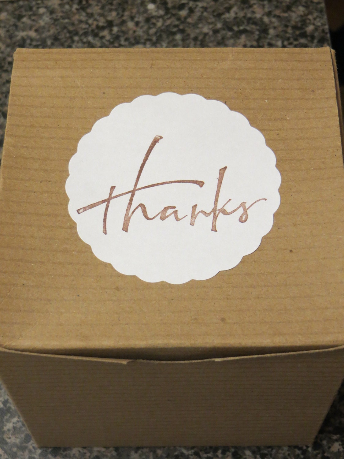 SALE - (12 count) Thanks Favor Box Stickers, Custom Orders & Discounts Available