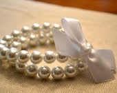 Vera: Double Strand White Pearl Bridal Bracelet