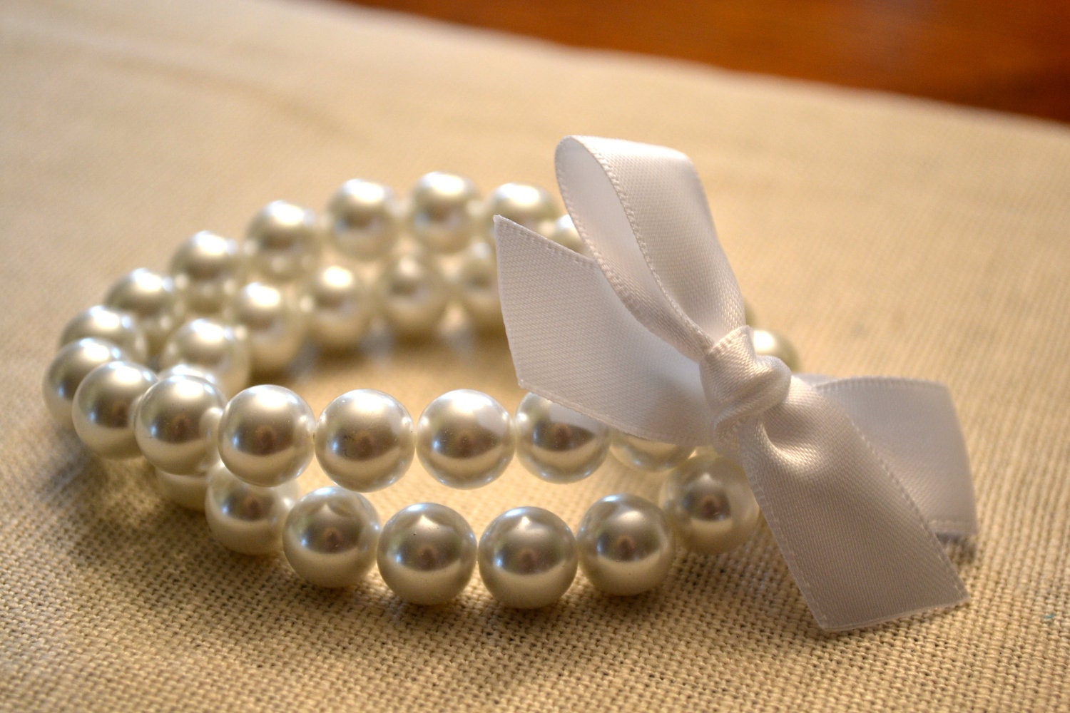 Vera: Double Strand White Pearl Bridal Bracelet