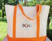 Monogrammed Canvas Tote Beach Bag