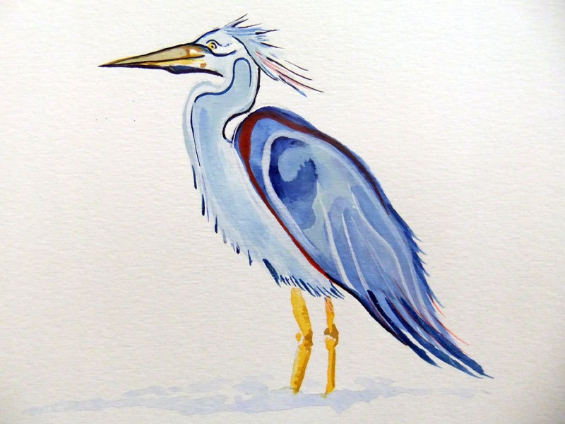 Original Watercolor Painting-Crane