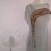 Grey silk dress with brown detail