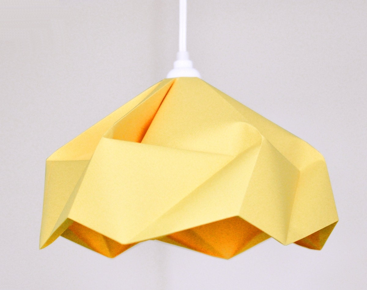 Snowflake: Origami Paper Lamp Shade / Lantern - Canary Yellow