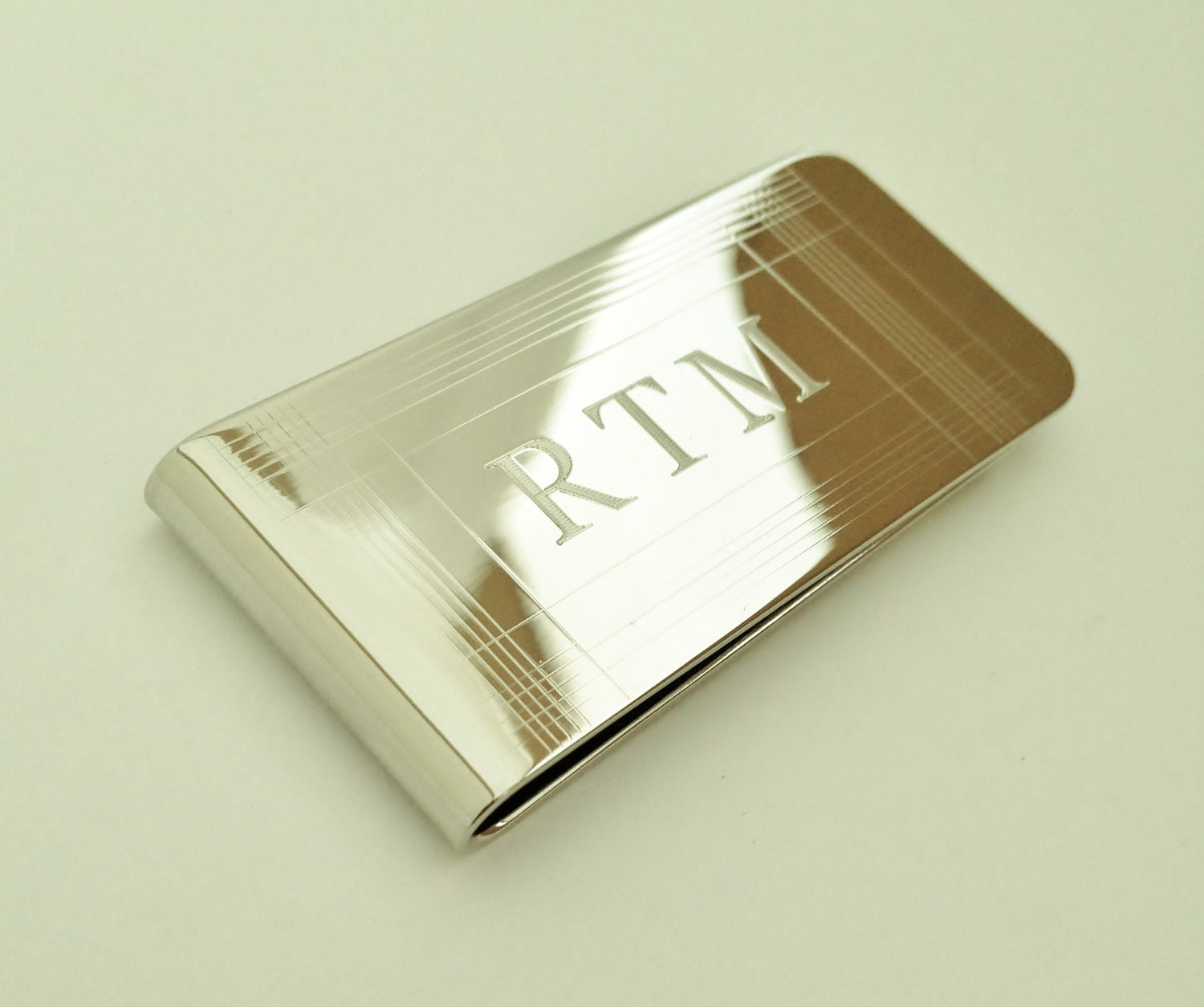 Monogrammed Money Clip - Tiffany Inspired Styling Engraving Included