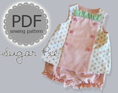 Sugar Pie Reversible Bib, Top and Bloomer Pattern. Clothing PDF Sewing Pattern for Baby Toddler. Sizes 1/2, 1, 2, 3, included