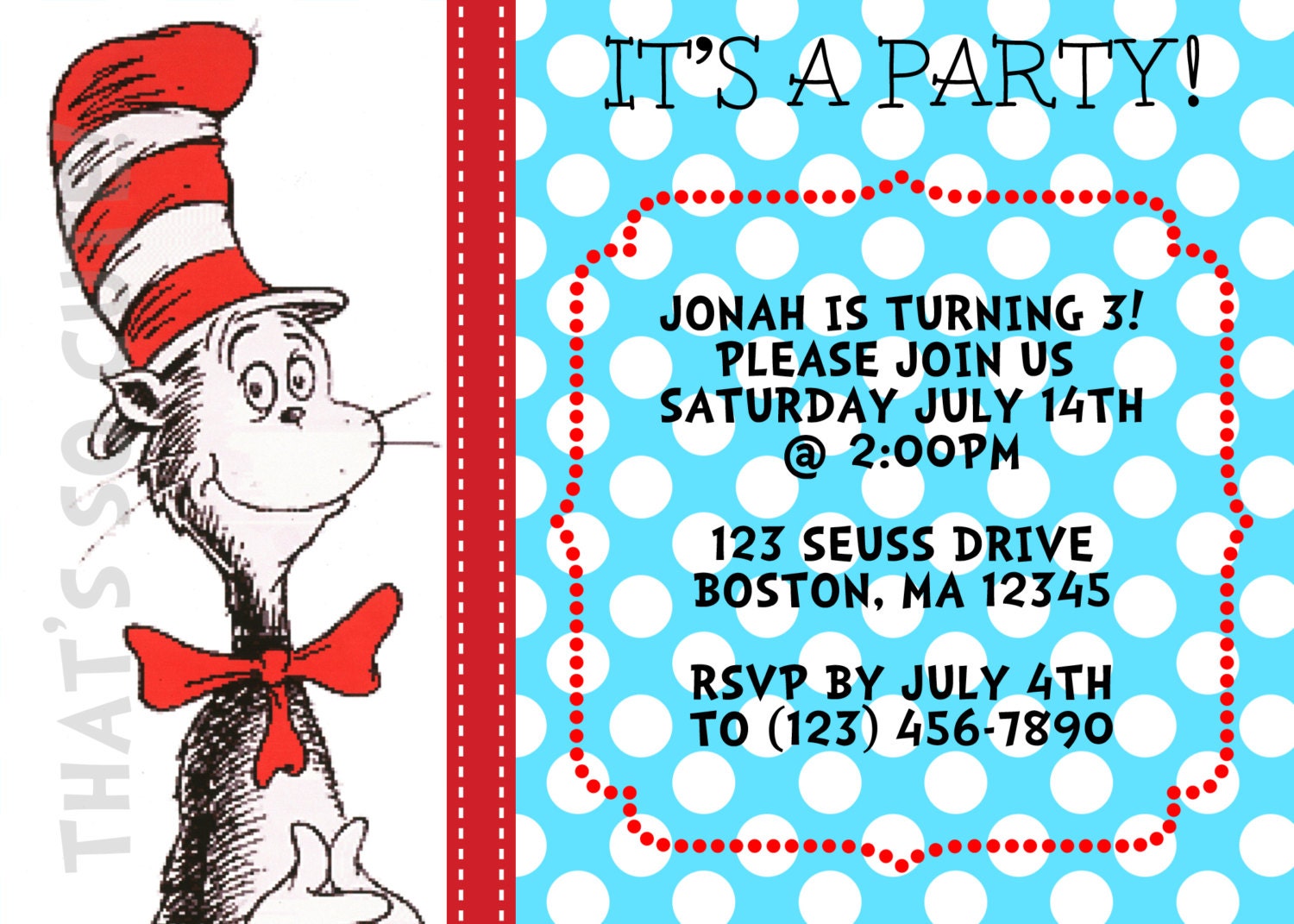 Dr. Seuss Birthday Invitation: Cat in the Hat Il_570xn