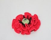 Crochet flower brooch POPPY / Crochet Jewelry/ cotton Flowers/ Brooch POPPY  /summer fashion/ Ready to ship