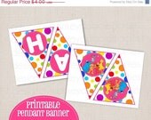 SALE Girl's Little Red Monster Pink Birthday Party Printable DIY Pendant Banner "Happy Birthday" Il_170x135