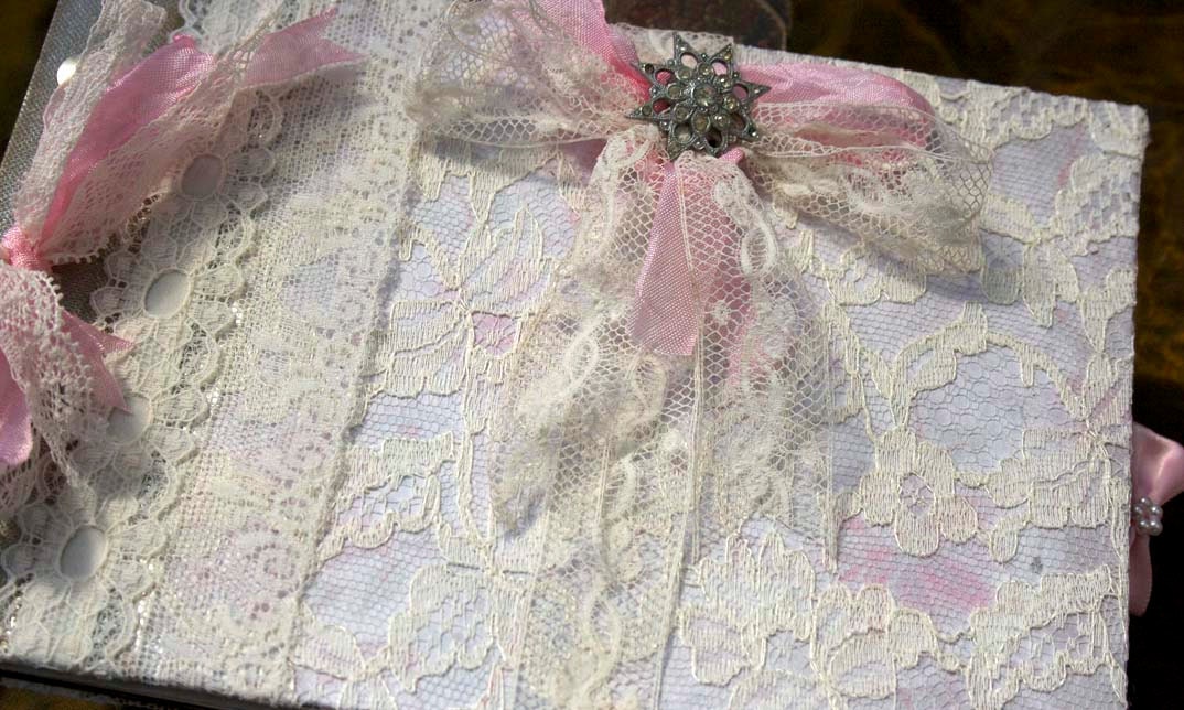 Wedding guest book - Pink rose - vintage shabby chic, custom - 20 pages
