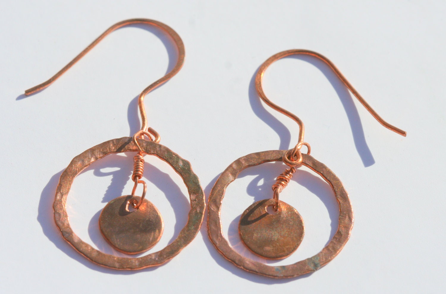Hammered Copper Circle Earrings