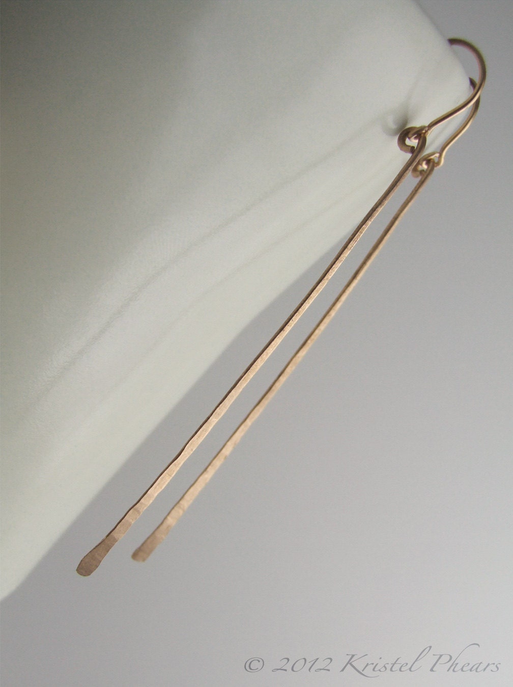 Long Gold Bar Earrings 14k goldfilled dangle by KrisPstudio