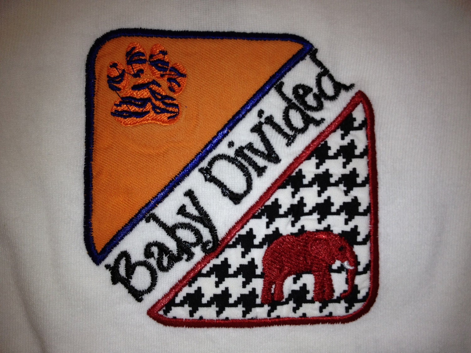 Baby Divided with applique Alabama vs Auburn