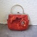 Nunofelted purse, Small bag, red orange hand crafted with flower, eco friendly, gift under 50