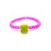 Fuchsia Beaded RING w/ Neon Yellow Rhinestone - Friendship Ring