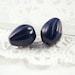 Vintage Navy Blue Teardrop Beads Fluted Glass  ear Shape  10x8mm (8)