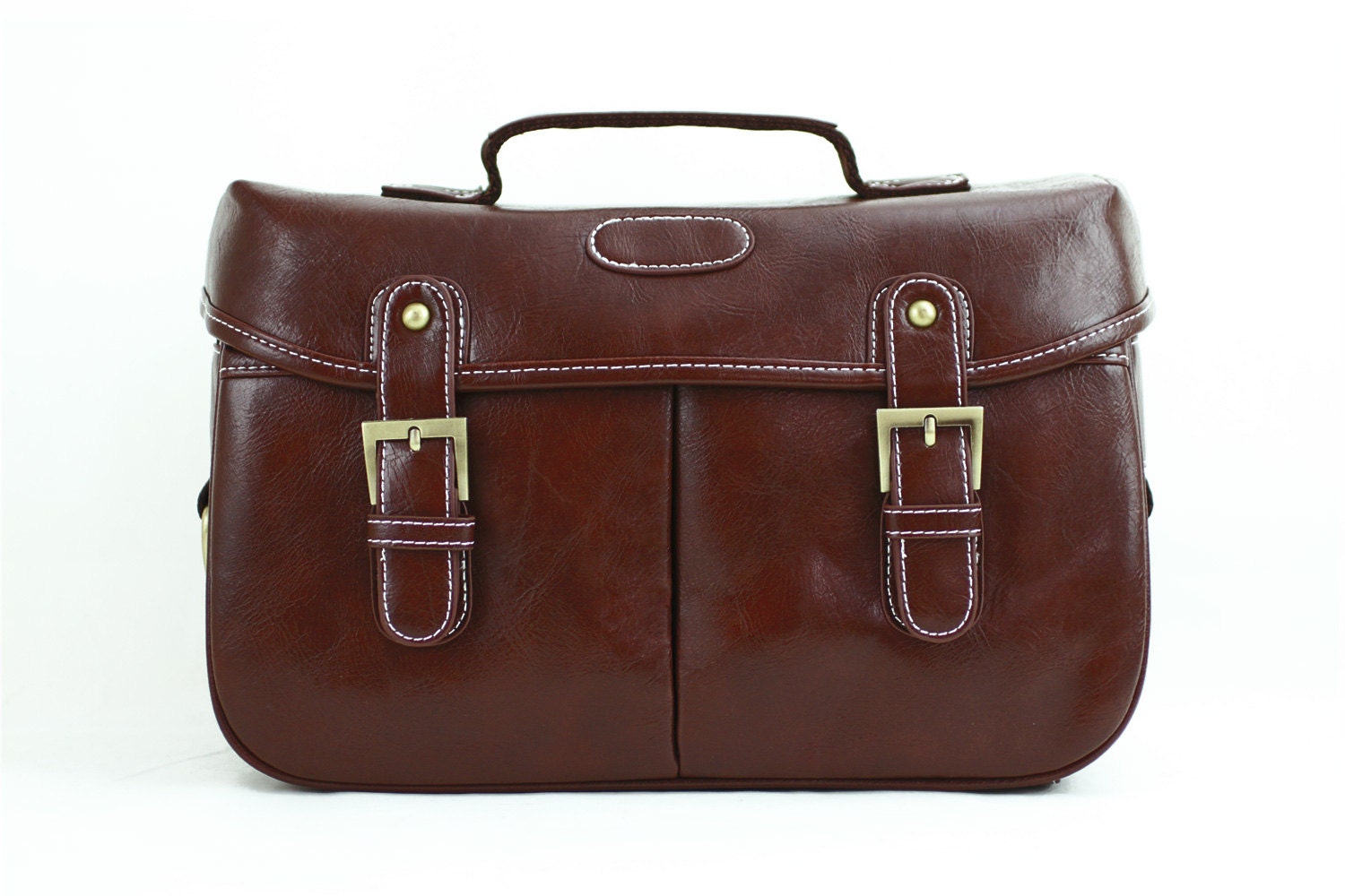 C111 Chocolate Leather Camera Bag w/ Shoulder Strap