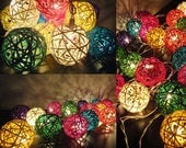 20 Mixed Multi Handmade Rattan Balls Fairy String Lights Party Wedding Patio