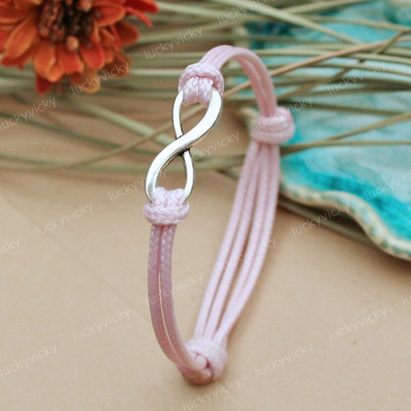 Infinity bracelet- Karma bracelet-  Adjustable pink string bracelet-Infinity karma bracelet