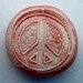 PEACE SIGN Pocket Stone - Ceramic - Pink Art Glaze - Inspirational Art Piece