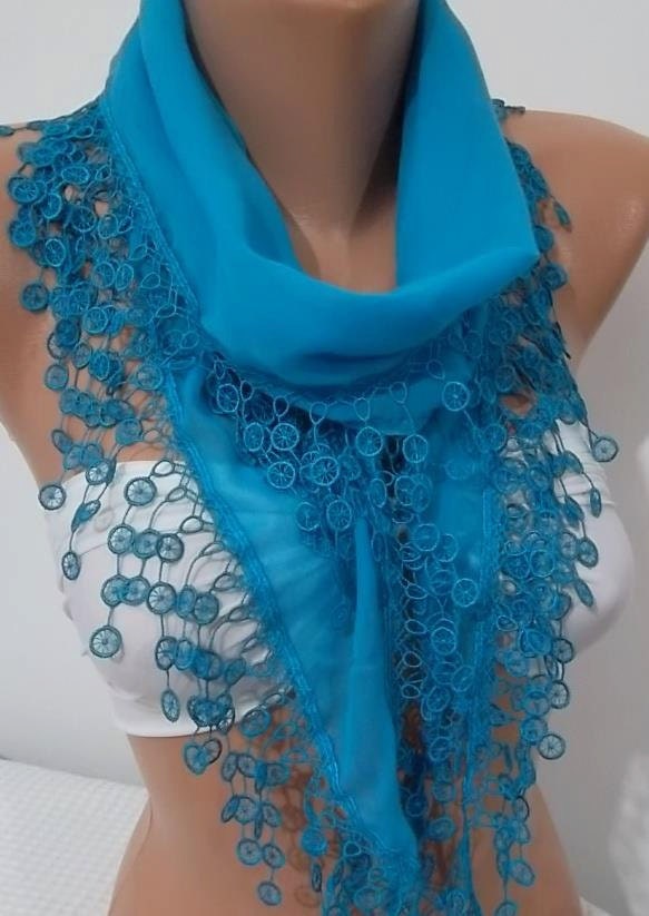 Super elegant scarf/shawl blue scarf  Mothers Day gift