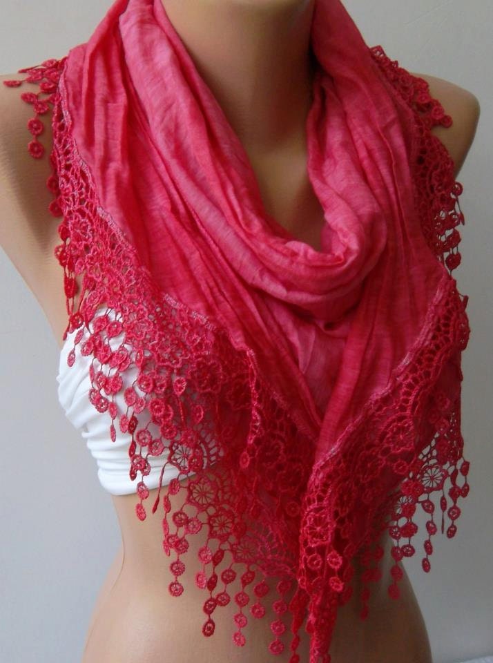 ON SALE Elegant Scarf - Dark Pink - Soft Scarf