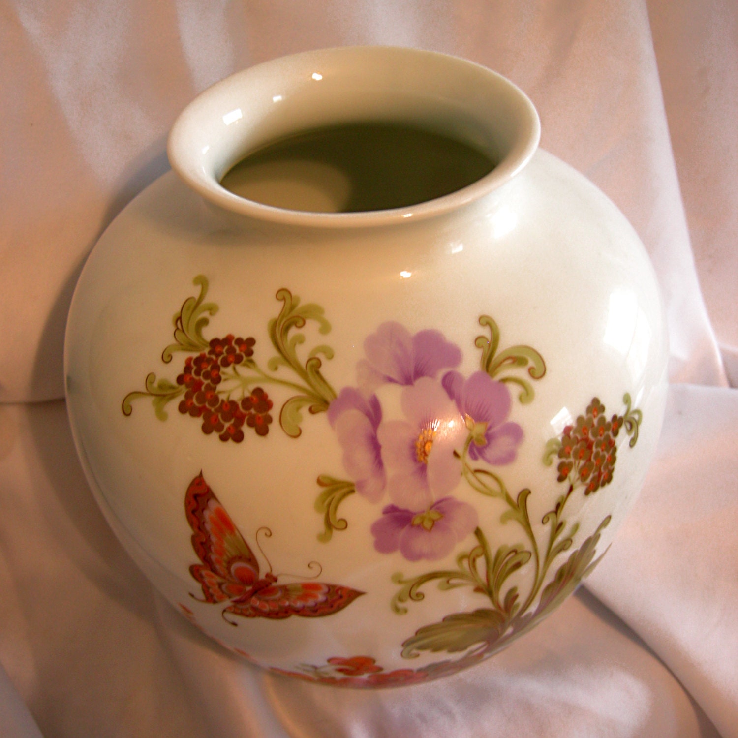 Hand Painted White Porcelain Ginger Jar Vase by RetrofitGallery