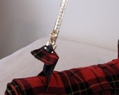 Upcycled Plaid Picnic blanket and Holder with Gold Belt strap Upcycled dress FREE SHIPPING