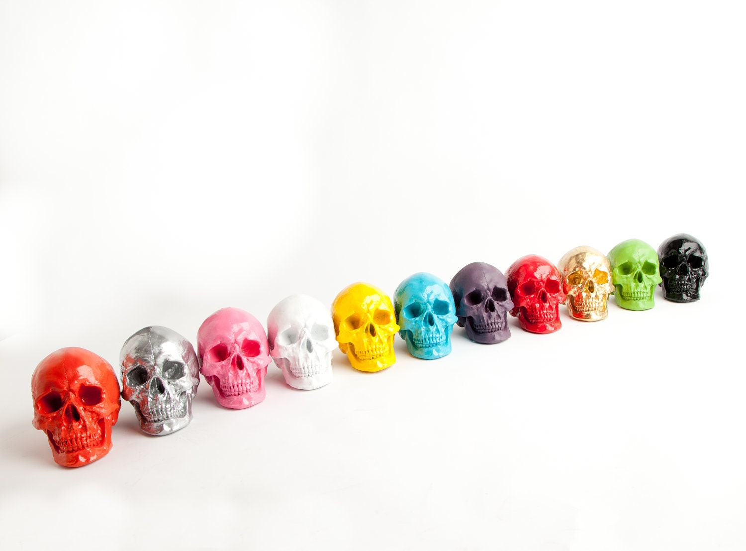 RESERVED for Casey - The Wiloughby - White Faux Human Head - Resin Skeleton - Sugar Skull Like