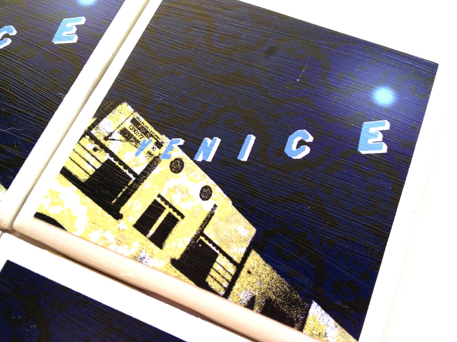 Venice Beach Coasters, Bar Coaster, Venice California, Boardwalk Beach, Tile Coaster Set
