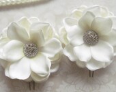 White Gardenia Bridal Hair Flower / Ophelia 2pc set