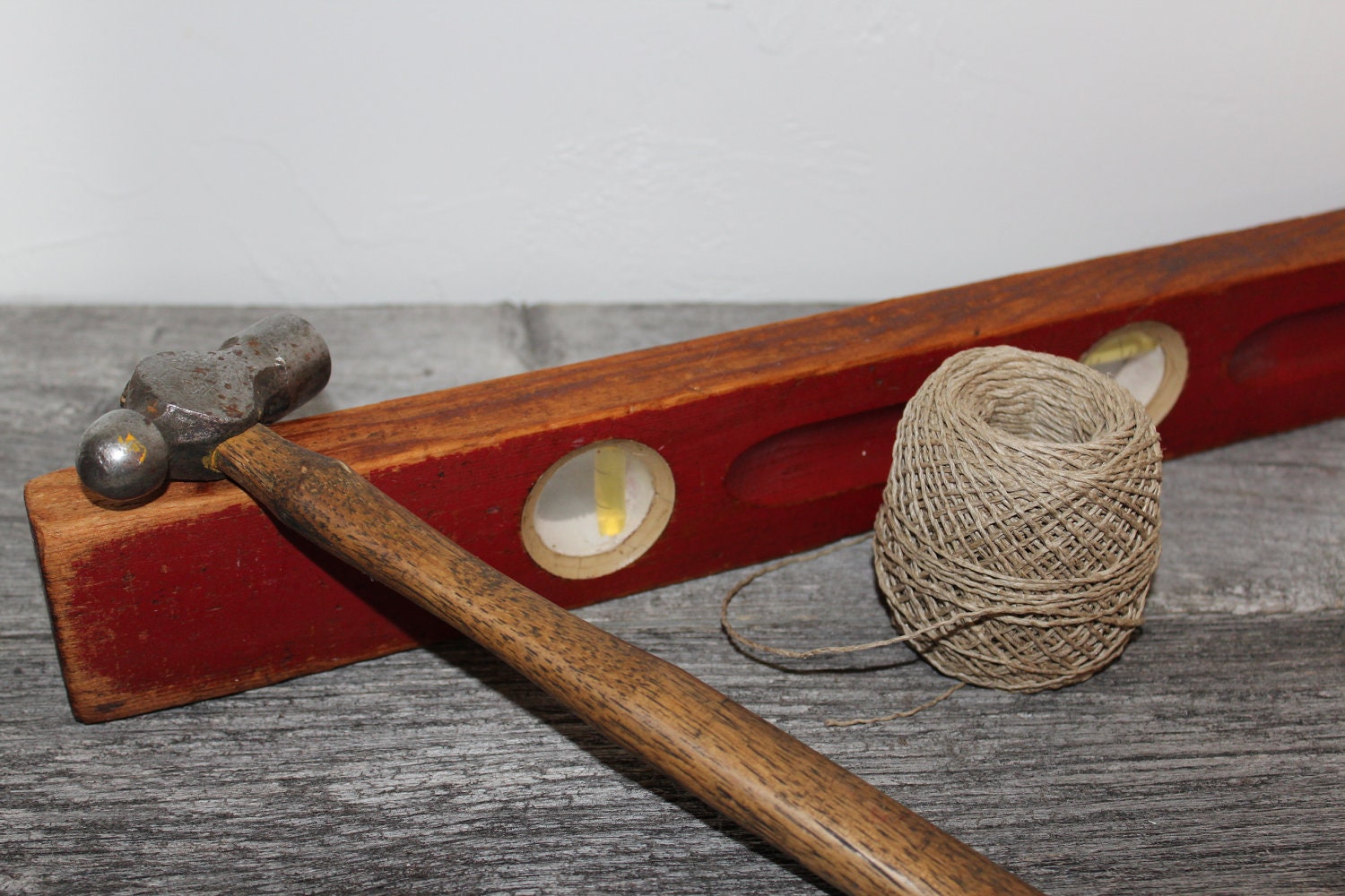 Primitive Wood Red Painted Level