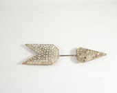 Arrow Art Deco Gold Tone White Stones Collar Pin or Hat Pin - 5339 - 2ndSisters