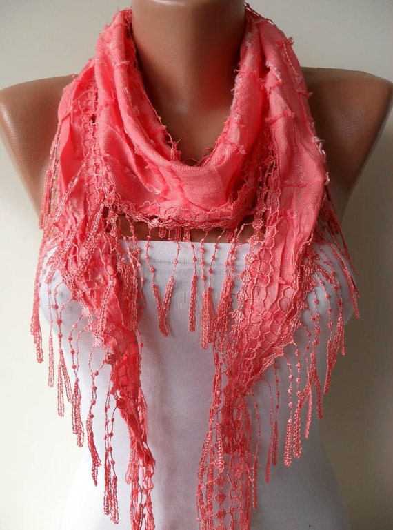 Fashion Coral Scarf with Trim Edge