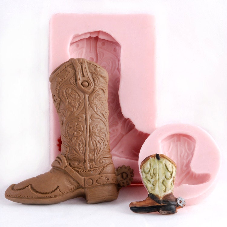 Cowboy Boot Silicone Mold Set - Food Safe Mold for Fondant, Chocolate, Ice, Gum Paste, Candy flexible mould easy to use.