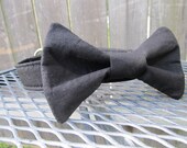Dog collar and Bow Tie - MADE To ORDER Wedding BLACK Bow Tie and Black Collar