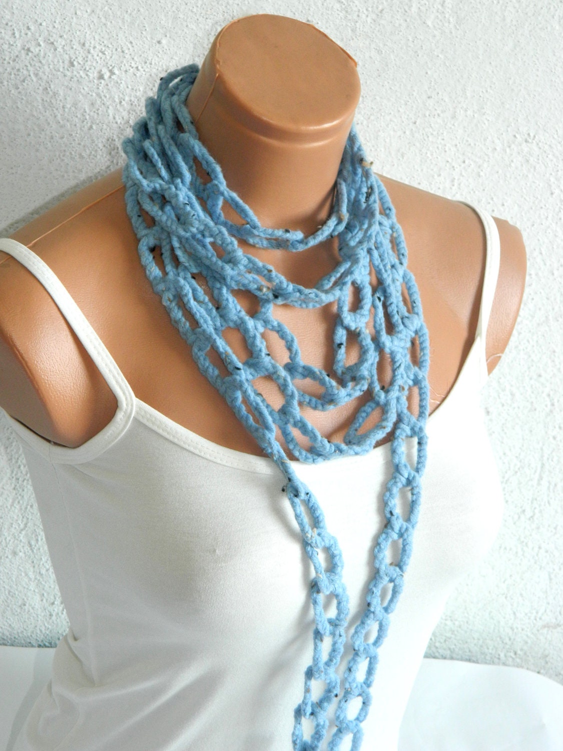 Blue, sailor rope, lariat scarf, Fashion infinity woman scarves,  summer scarf... Special design for you...