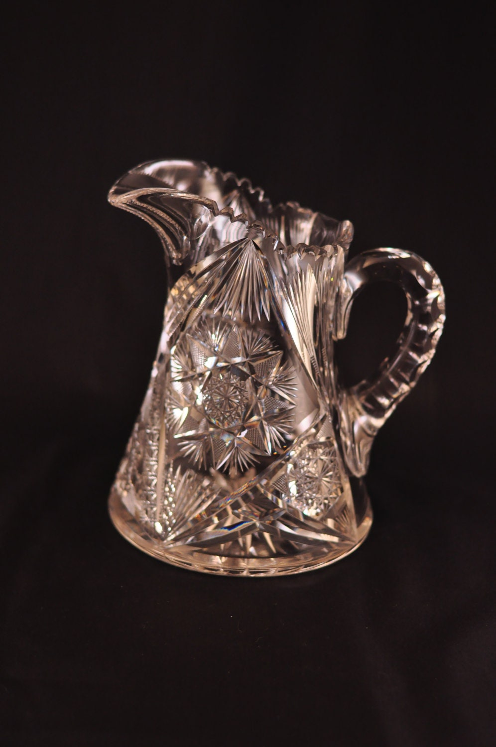 Crystal Water Pitcher in Pinwheel and Crosshatch Pattern