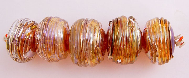 Item 3014 Silver glass blown hollows, set of 5 soft glass beads