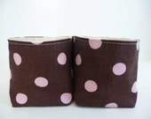 Small Canvas Storage Baskets Premier Prints Polka Dot Brown & Pink - Set of 2 - Nursery - Organizers