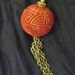 Hand-carved  50 year old Chinese Cinnabar Bead on Vintage Chain