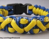 Royal Blue with Bright Yellow trim Crooked River weave paracord bracelet