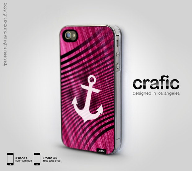 Pink Nautical Anchor iphone Case - Fits iPhone 4 & 4S