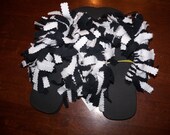 Black and White Fun & Fluffy Flip Flops