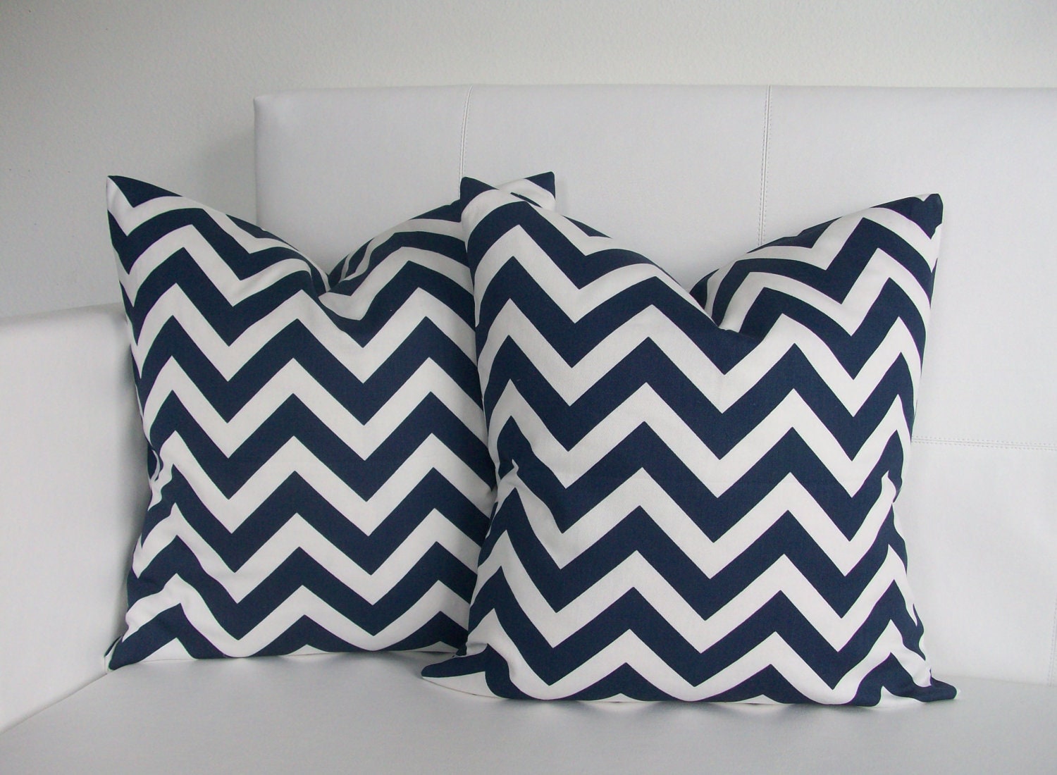 Navy Chevron Pillows -  Pillow Covers - 16x16 - Set of 2 Decorative Throw Pillow Covers