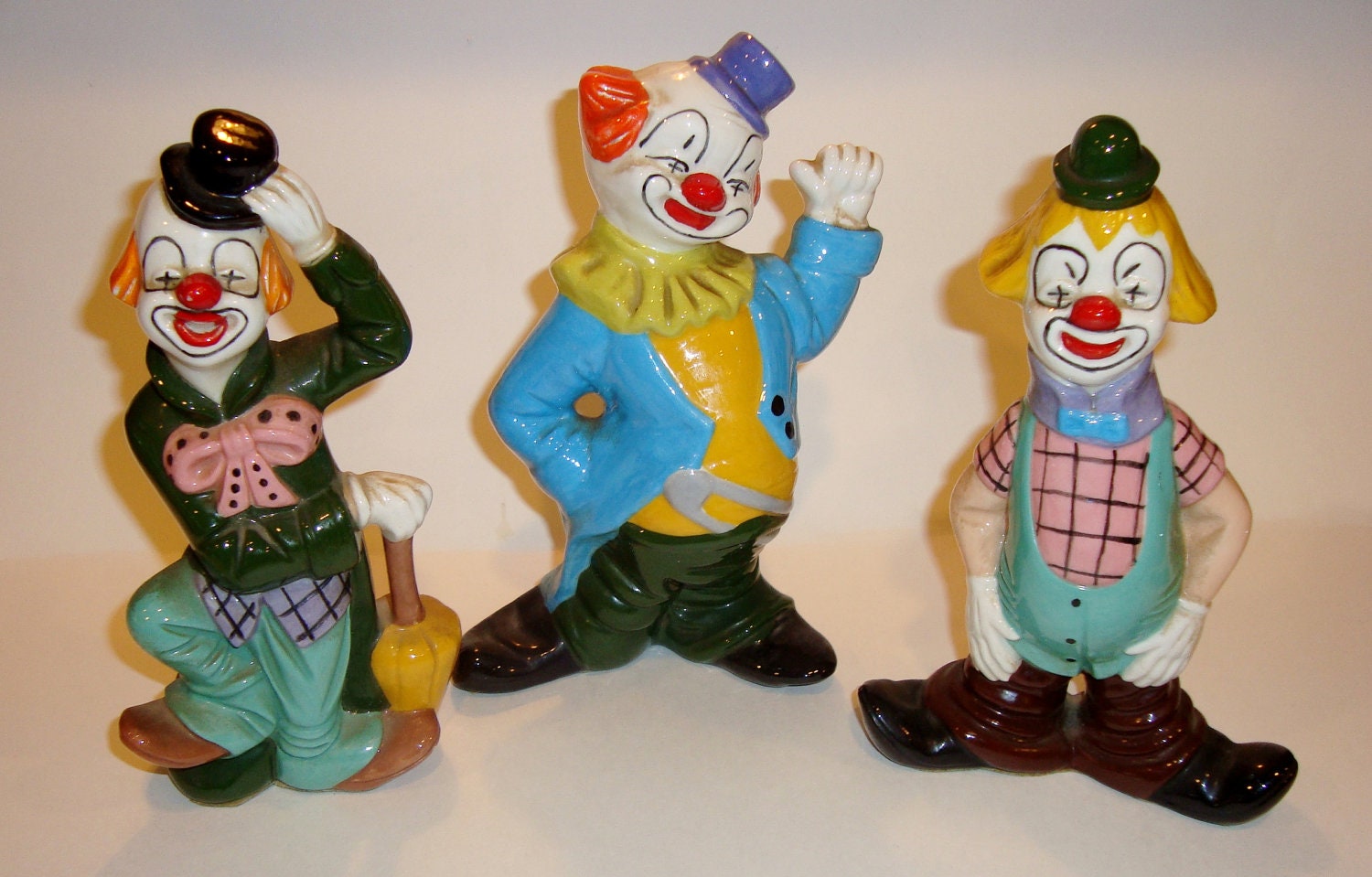 Hold for Susie .. Vintage Clown Figurines set of 3
